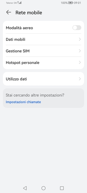 Seleziona Dati mobili