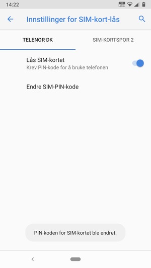 Din PIN-kode er endret