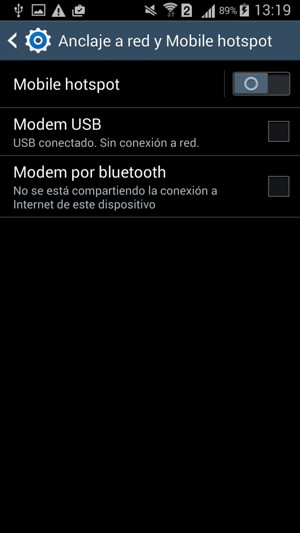 Seleccione Zona Wi-Fi / Mobile hotspot