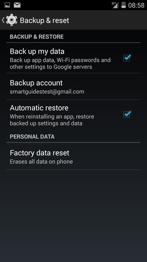 Select Backup account