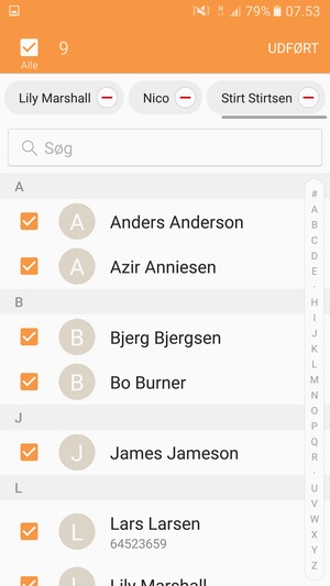 Vælg UDFØRT