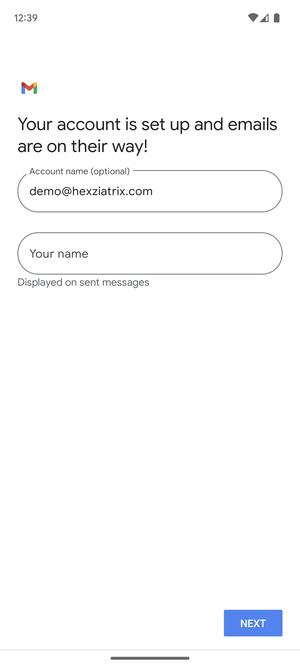 Give your account a name and enter your name. Select NEXT