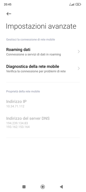 Seleziona Roaming dati