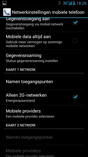 Vink het selectievakje Alleen 2G-netwerken aan om 2G in te schakelen