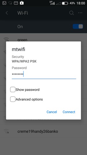 Enter the Wi-Fi password and select Connect