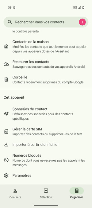 Faites défiler et sélectionnez Gérer la carte SIM