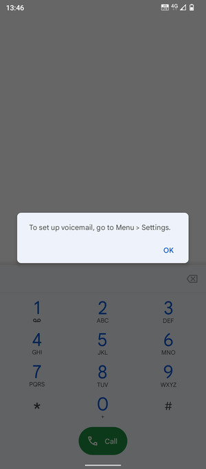 If your voicemail is not set up, select OK