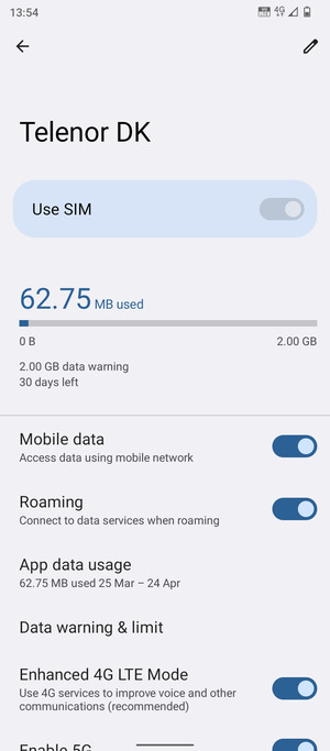 Turn Roaming on or off