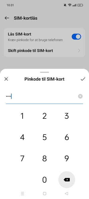 Indtast Nuværende pinkode til SIM-kort og vælg OK