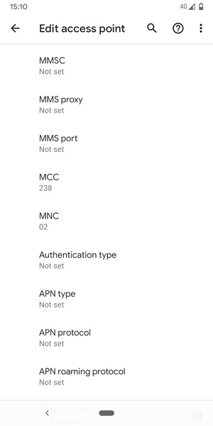 Scroll down and enter MMS information