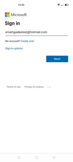 Enter your Email address and select Next