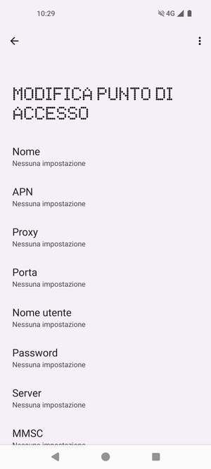 Inserisci le informazioni di Internet