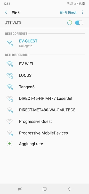 Ora sei connesso alla rete Wi-Fi