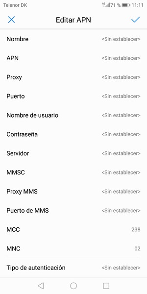 Introduzca la información de MMS