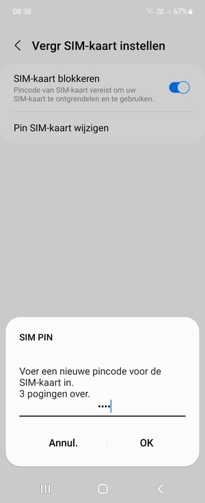 Voer uw Nieuwe pincode voor de SIM-kaart in en selecteer OK