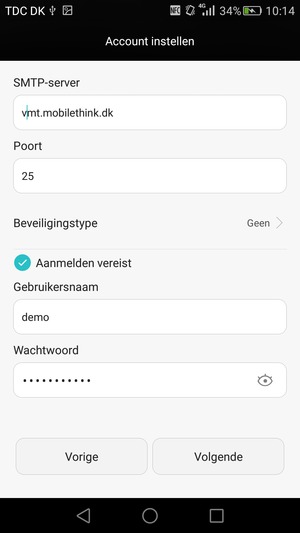 Voer Uitgaand serveradres in