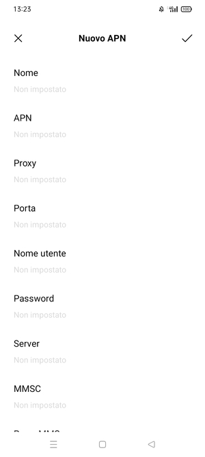 Inserisci le informazioni di Internet