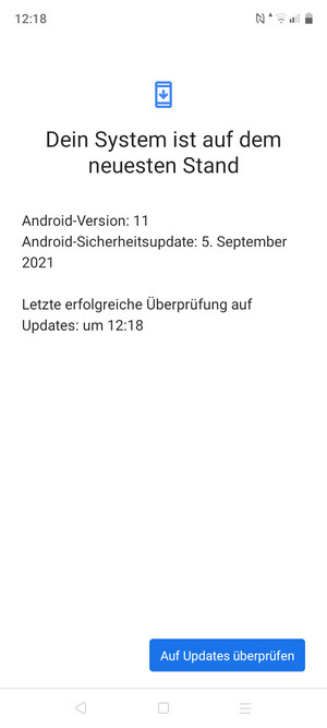 Falls Ihr Handy aktualisiert ist, wird Ihnen der folgende Bildschirm angezeigt