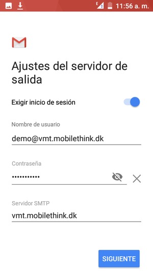 Introduzca la dirección de servidor saliente