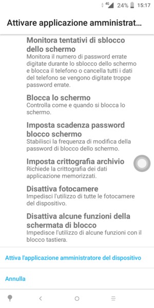 Scorri e seleziona Attiva l'applicazione amministratore del dispositivo