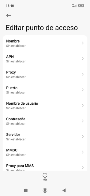 Introduzca la información de Internet