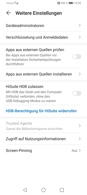 Wählen Sie Verschlüsselung und Anmeldedaten