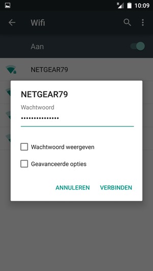 Voer het WiFi-wachtwoord in en selecteer VERBINDEN