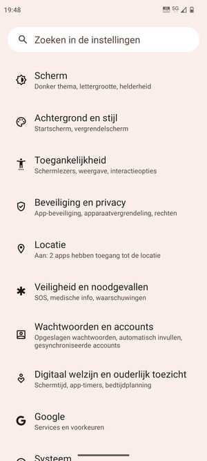 Scroll naar en selecteer Locatie