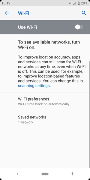 Turn on Use Wi-Fi