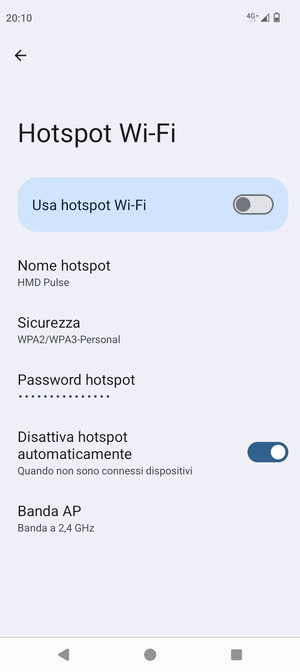 Seleziona Password hotspot