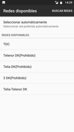 Seleccione un operador de red de la lista