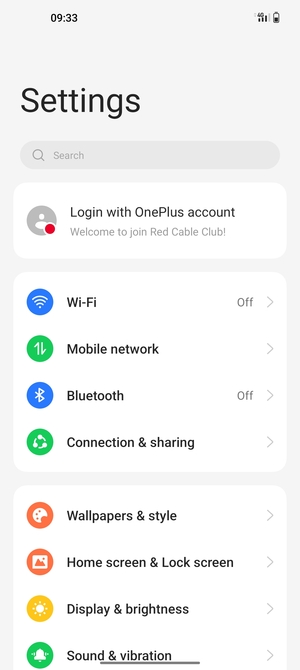 Select Connection & sharing