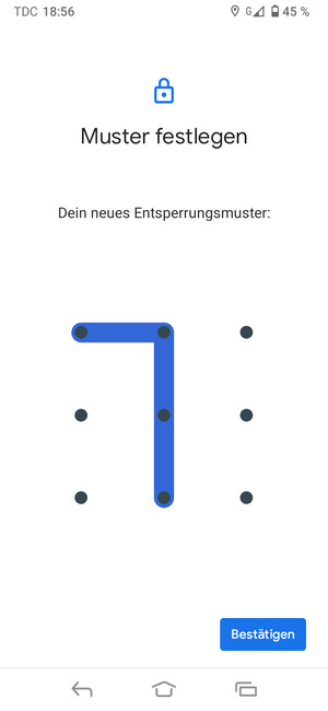 Zeichnen Sie das Entsperrmuster erneut und wählen Sie Bestätigen