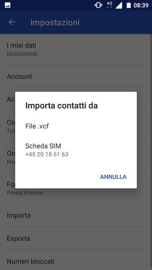 Seleziona Scheda SIM