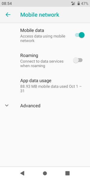 To change network if network problems occur, select Advanced