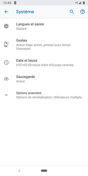 Sélectionnez Options avancées