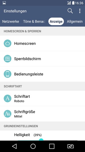 Wählen Sie Anzeige und Sperrbildschirm