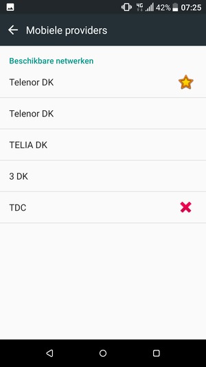 Selecteer een netwerkoperator uit de lijst