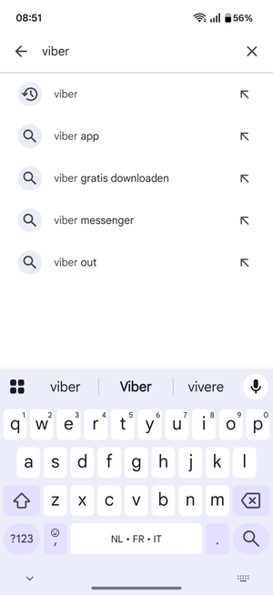 Voer de app-naam in en selecteer Zoeken