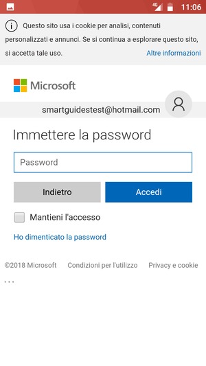 Inserisci la tua password e seleziona Accedi