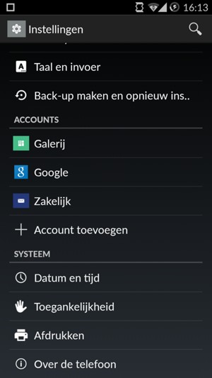 Scroll naar en selecteer Over de telefoon