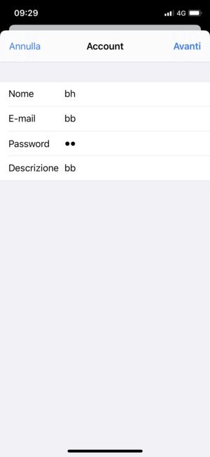 Inserisci le informazioni richieste e seleziona Avanti