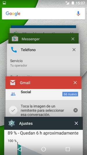 Deslice las aplicaciones a la derecha para cerrarlas