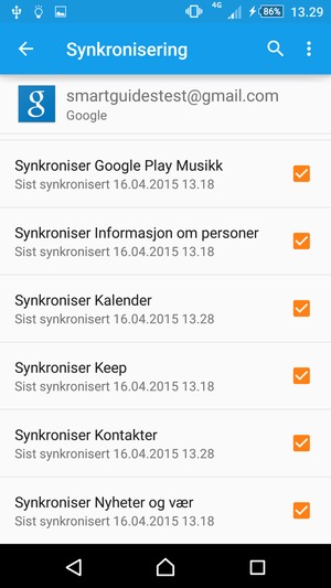 Forsikre deg om at Synkroniser Kontakter er valgt