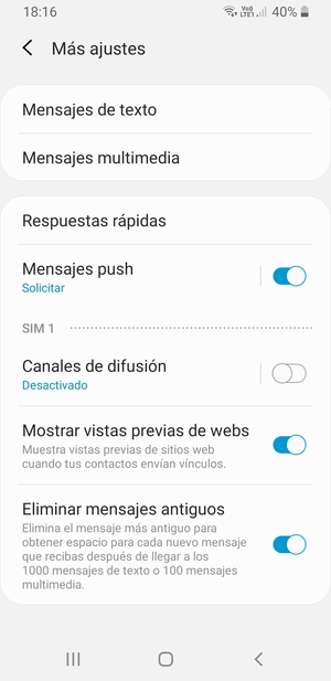 Seleccione Mensajes de texto