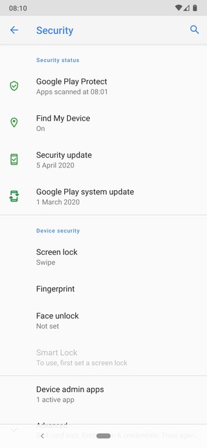 Select Screen lock