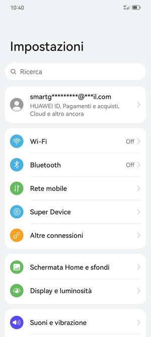 Seleziona Rete mobile