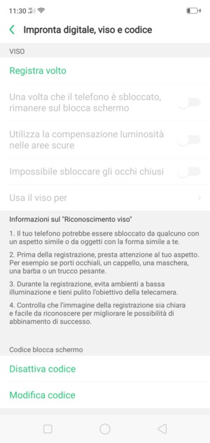 Il tuo telefono è ora protetto dal blocco schermo