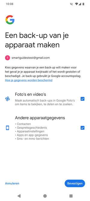 Selecteer uw voorkeursopties en selecteer Bevestigen