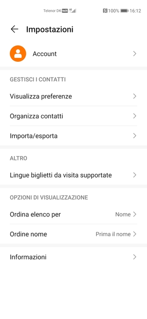 Seleziona Importa/esporta